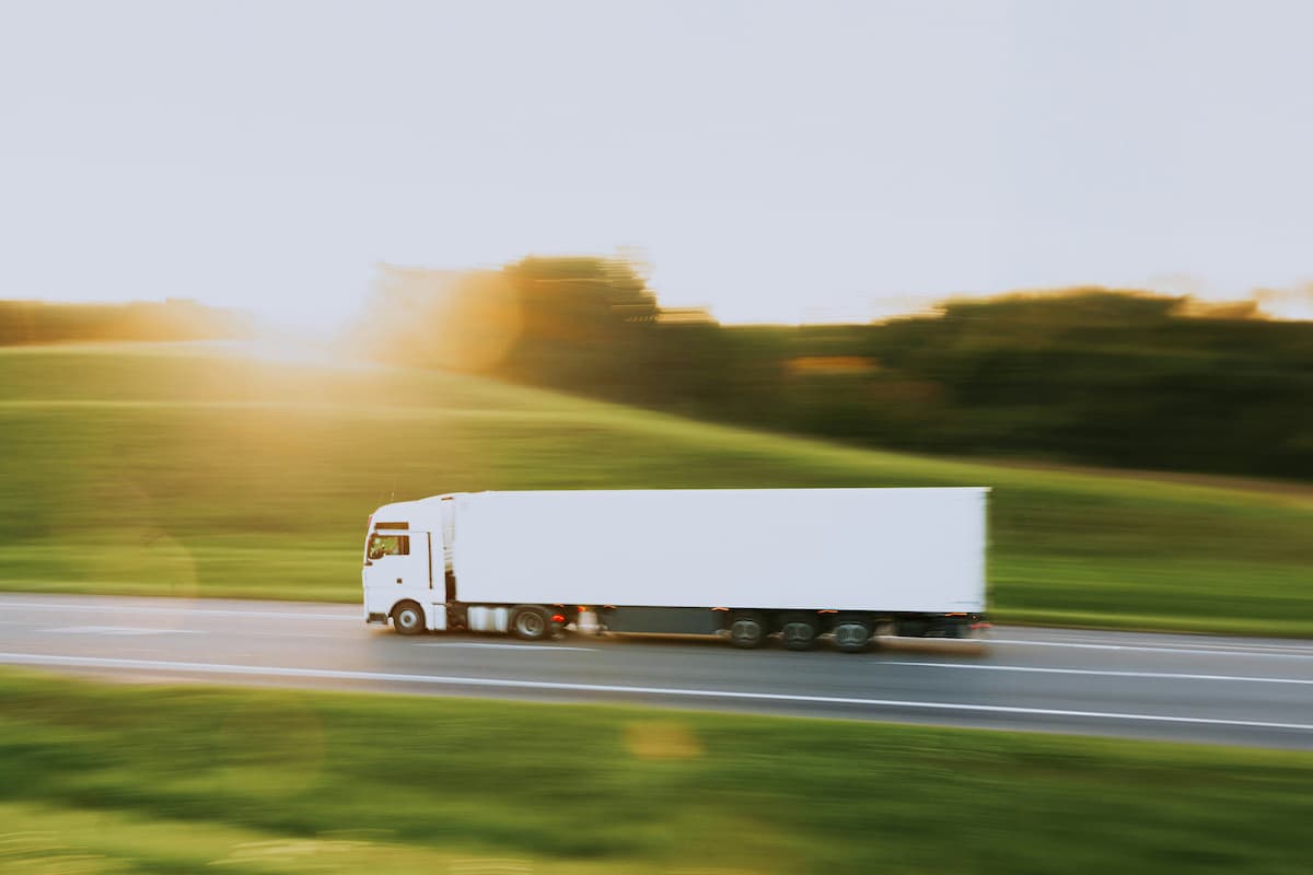 A lorry on the road, the kind of HGV whose driver needs a DVLA D4 medical